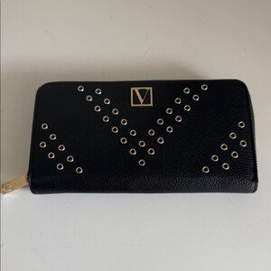 Chic Black Wallet with Gold Accents